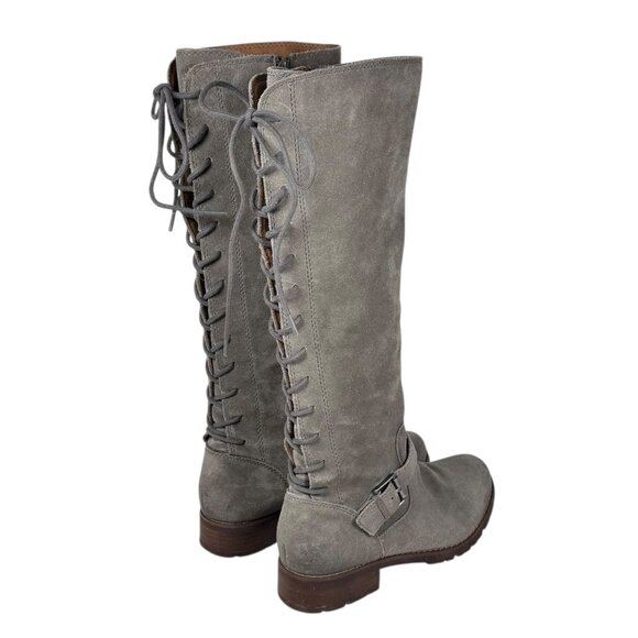 Sofft Selden Lace Up Riding Boots SZ 7 Gray Suede Western Renaissance Pirate - Picture 3 of 14